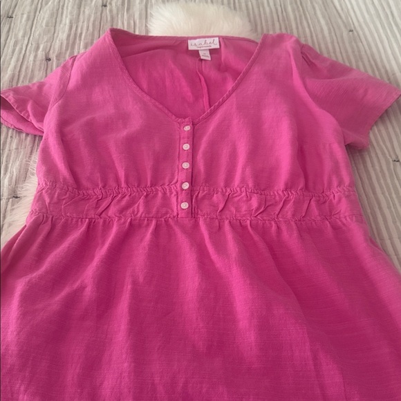 Pink V-Neck Dress with Button Detail maternity - Picture 3 of 3